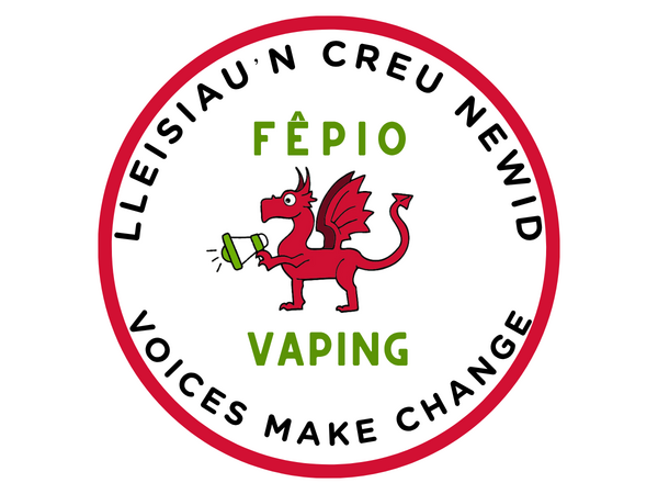 Voices Make Change round logo with red dragon and the word Vaping